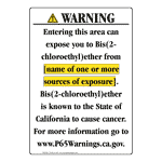 Portrait California Prop 65 Chemical Exposure Area Warning Sign CAWE-41507