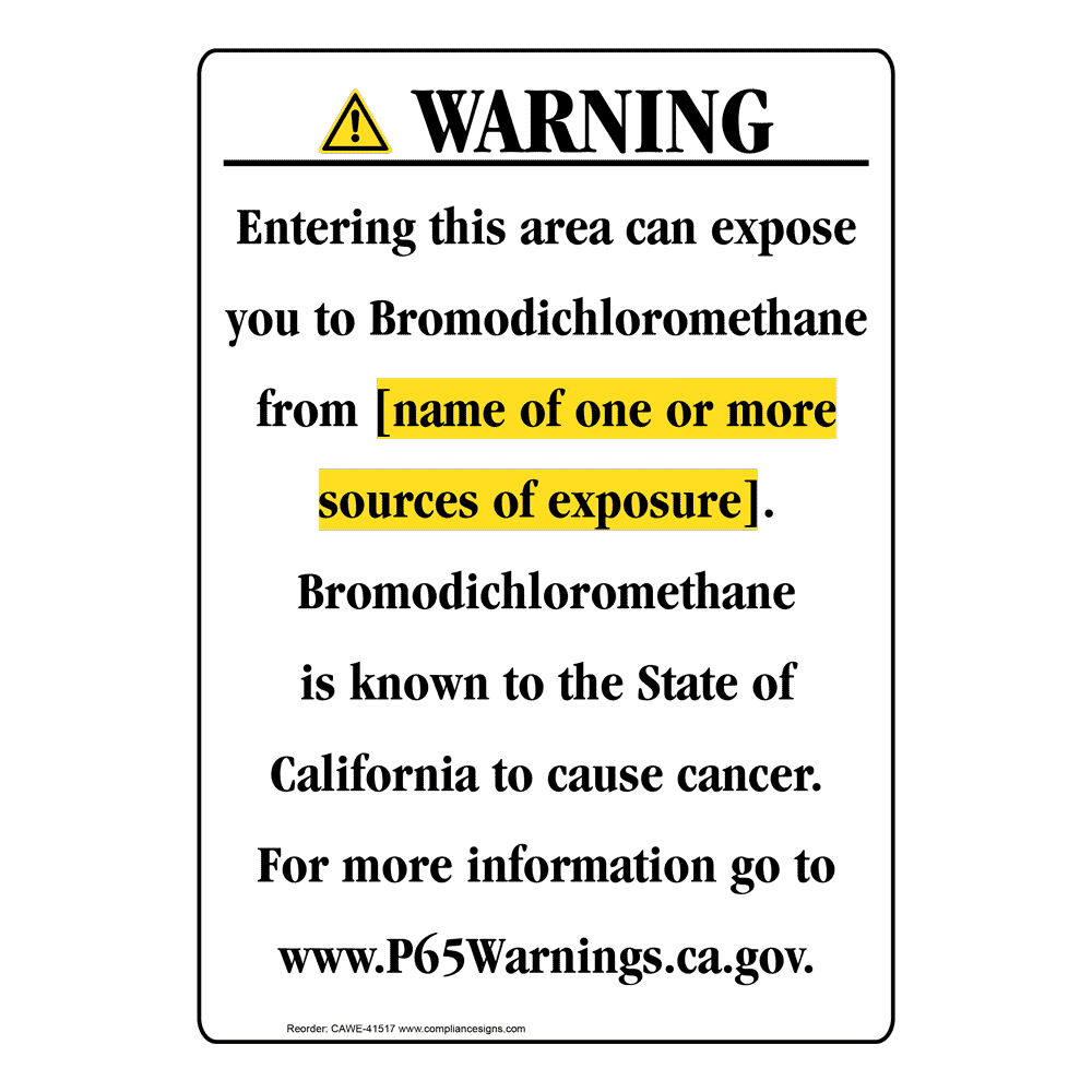 Portrait California Prop 65 Chemical Exposure Area Warning Sign CAWE-41517