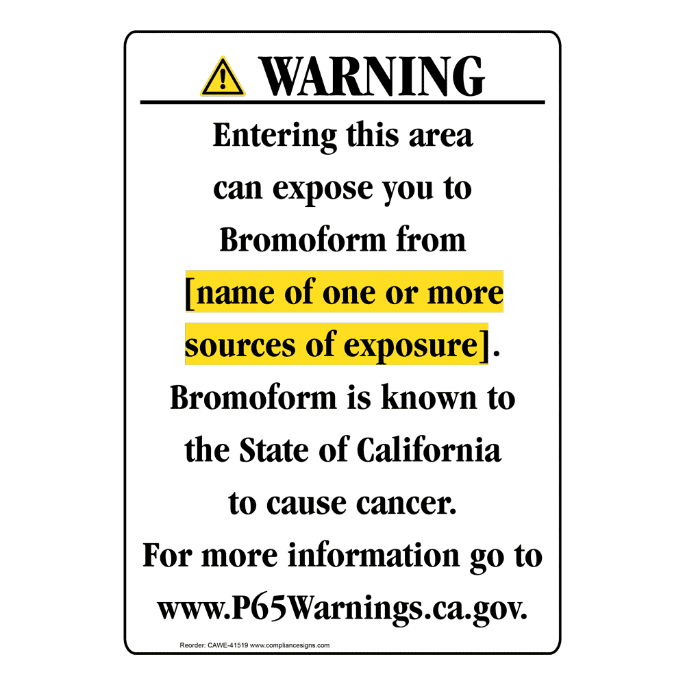 Portrait California Prop 65 Chemical Exposure Area Warning Sign CAWE-41519