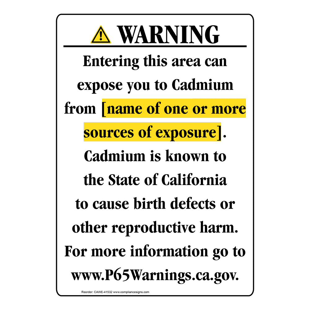 Portrait California Prop 65 Chemical Exposure Area Warning Sign CAWE-41532