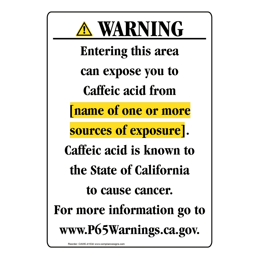 Portrait California Prop 65 Chemical Exposure Area Warning Sign CAWE-41534