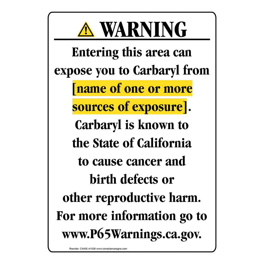 Portrait California Prop 65 Chemical Exposure Area Warning Sign CAWE-41538