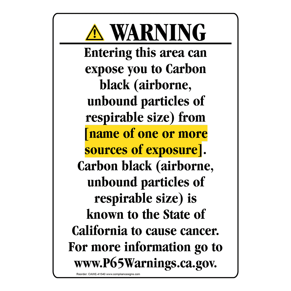 Portrait California Prop 65 Chemical Exposure Area Warning Sign CAWE-41540