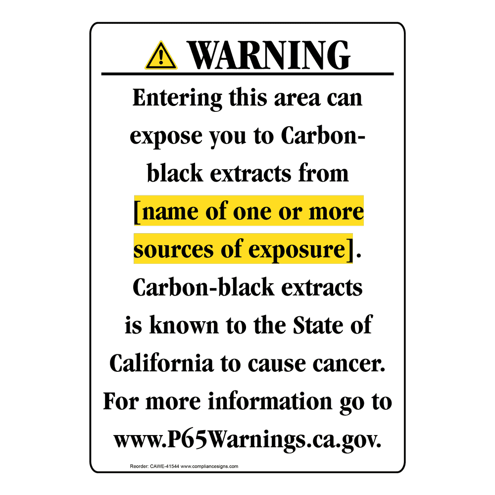 Portrait California Prop 65 Chemical Exposure Area Warning Sign CAWE-41544