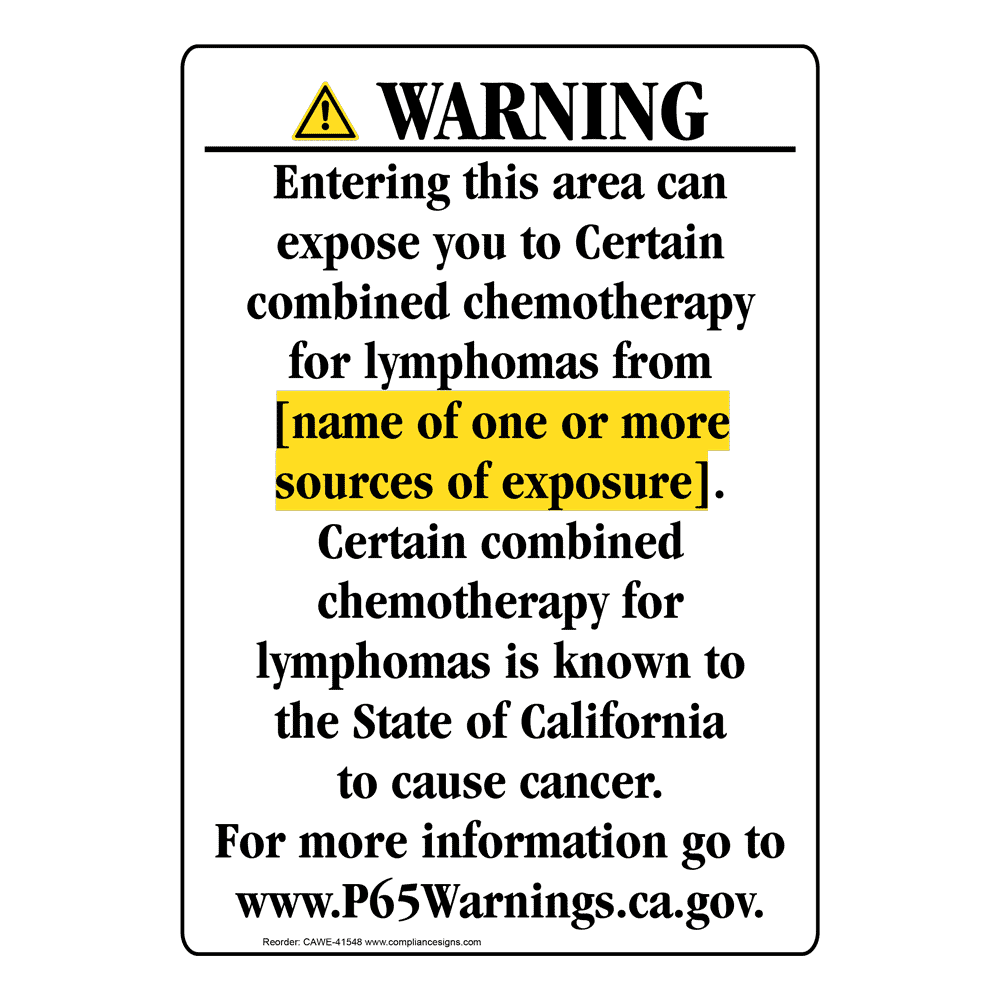 Portrait California Prop 65 Chemical Exposure Area Warning Sign CAWE-41548
