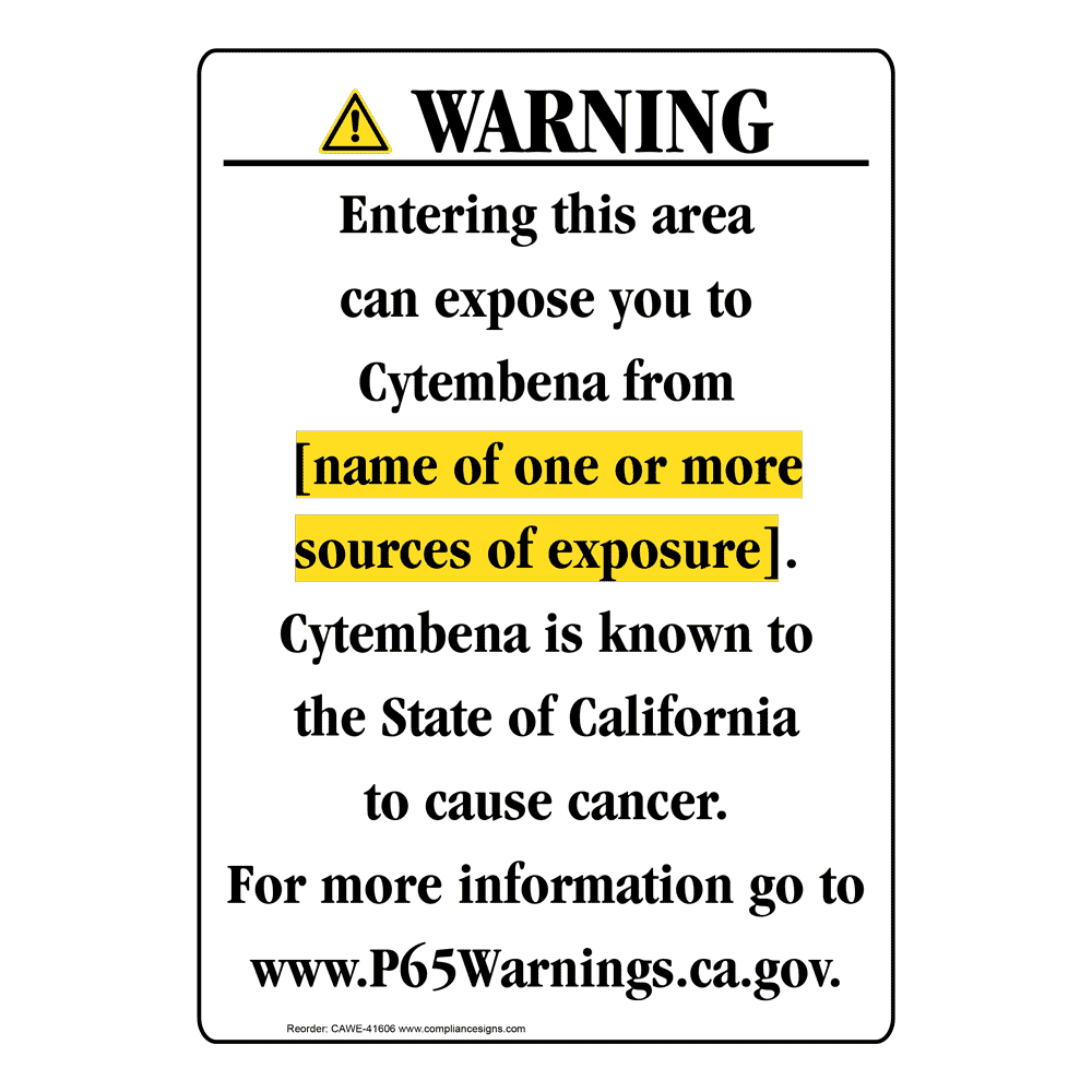 Portrait California Prop 65 Chemical Exposure Area Warning Sign CAWE-41606