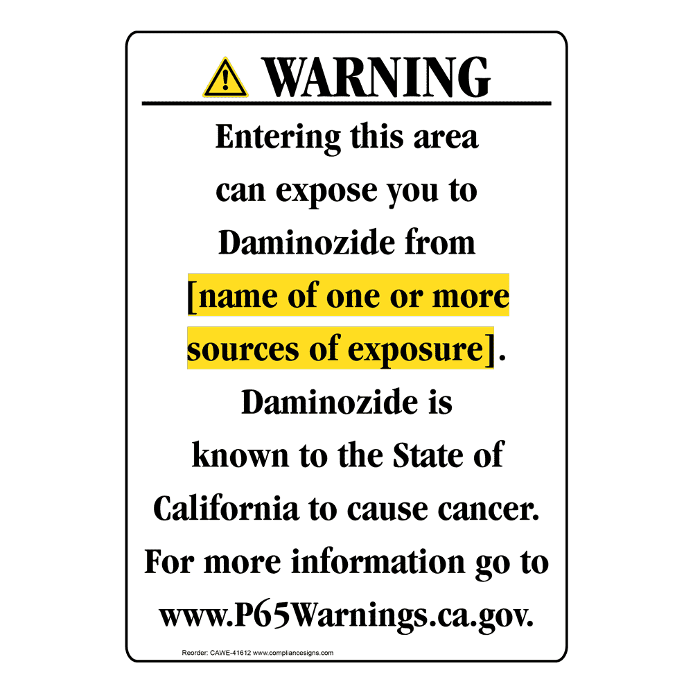 Portrait California Prop 65 Chemical Exposure Area Warning Sign CAWE-41612