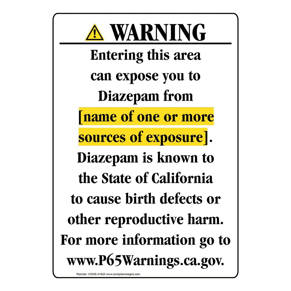 Portrait California Prop 65 Chemical Exposure Area Warning Sign CAWE-41625