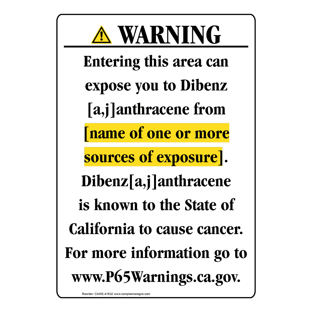 Portrait California Prop 65 Chemical Exposure Area Warning Sign CAWE-41632