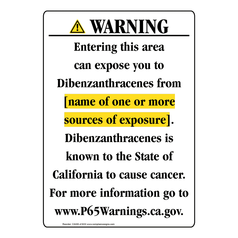 Portrait California Prop 65 Chemical Exposure Area Warning Sign CAWE-41633