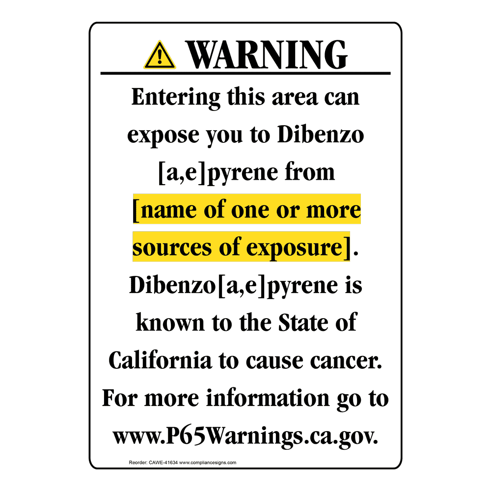 Portrait California Prop 65 Chemical Exposure Area Warning Sign CAWE-41634