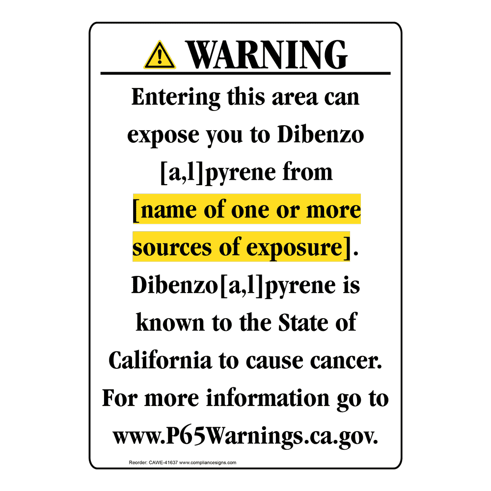 Portrait California Prop 65 Chemical Exposure Area Warning Sign CAWE-41637