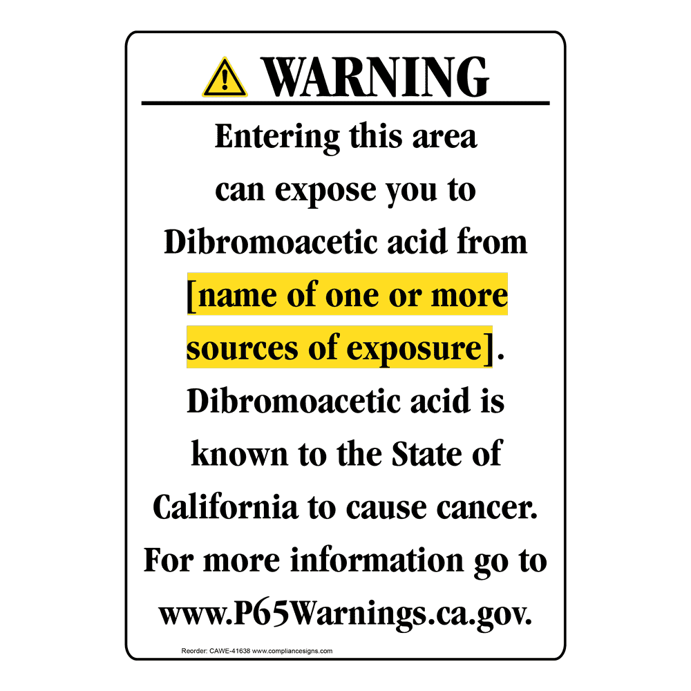 Portrait California Prop 65 Chemical Exposure Area Warning Sign CAWE-41638