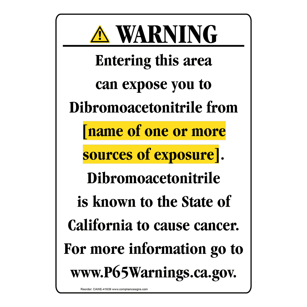 Portrait California Prop 65 Chemical Exposure Area Warning Sign CAWE-41639