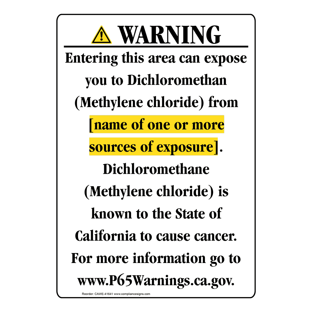 Portrait California Prop 65 Chemical Exposure Area Warning Sign CAWE-41641