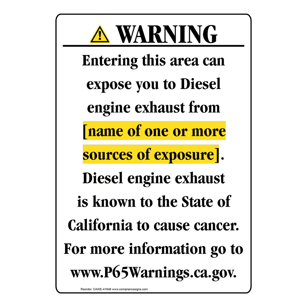 Portrait California Prop 65 Chemical Exposure Area Warning Sign CAWE-41648