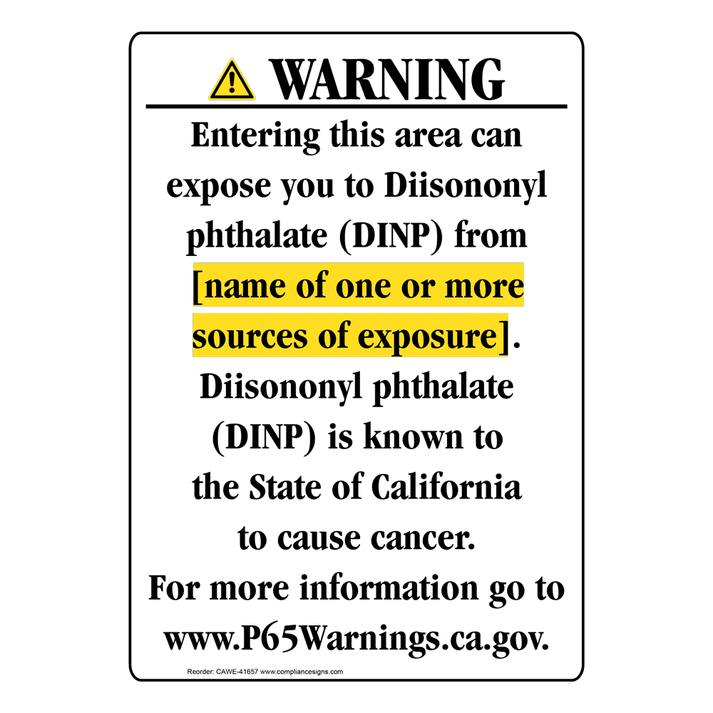 Portrait California Prop 65 Chemical Exposure Area Warning Sign CAWE-41657