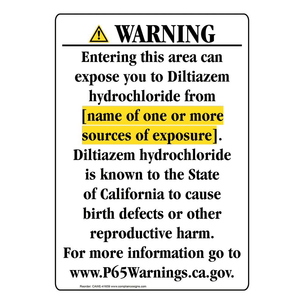 Portrait California Prop 65 Chemical Exposure Area Warning Sign CAWE-41659