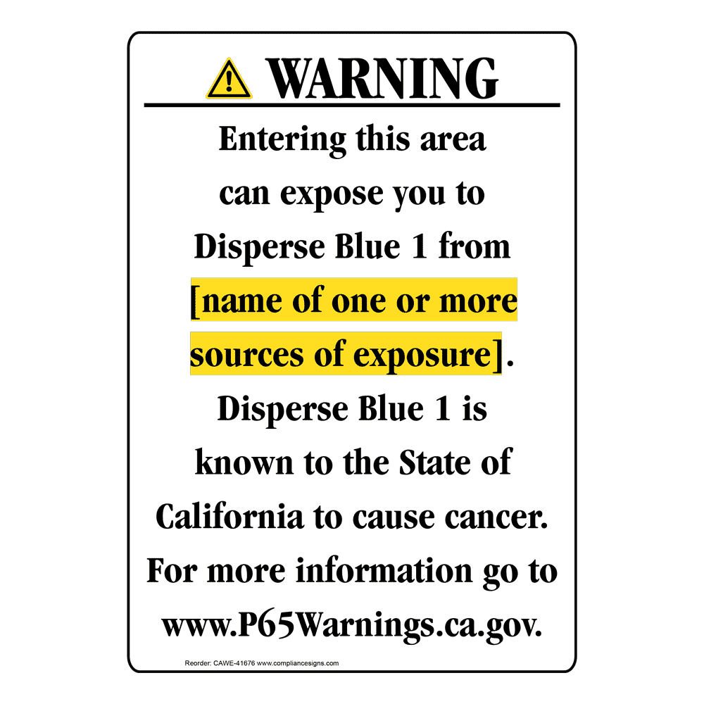 Portrait California Prop 65 Chemical Exposure Area Warning Sign CAWE-41676