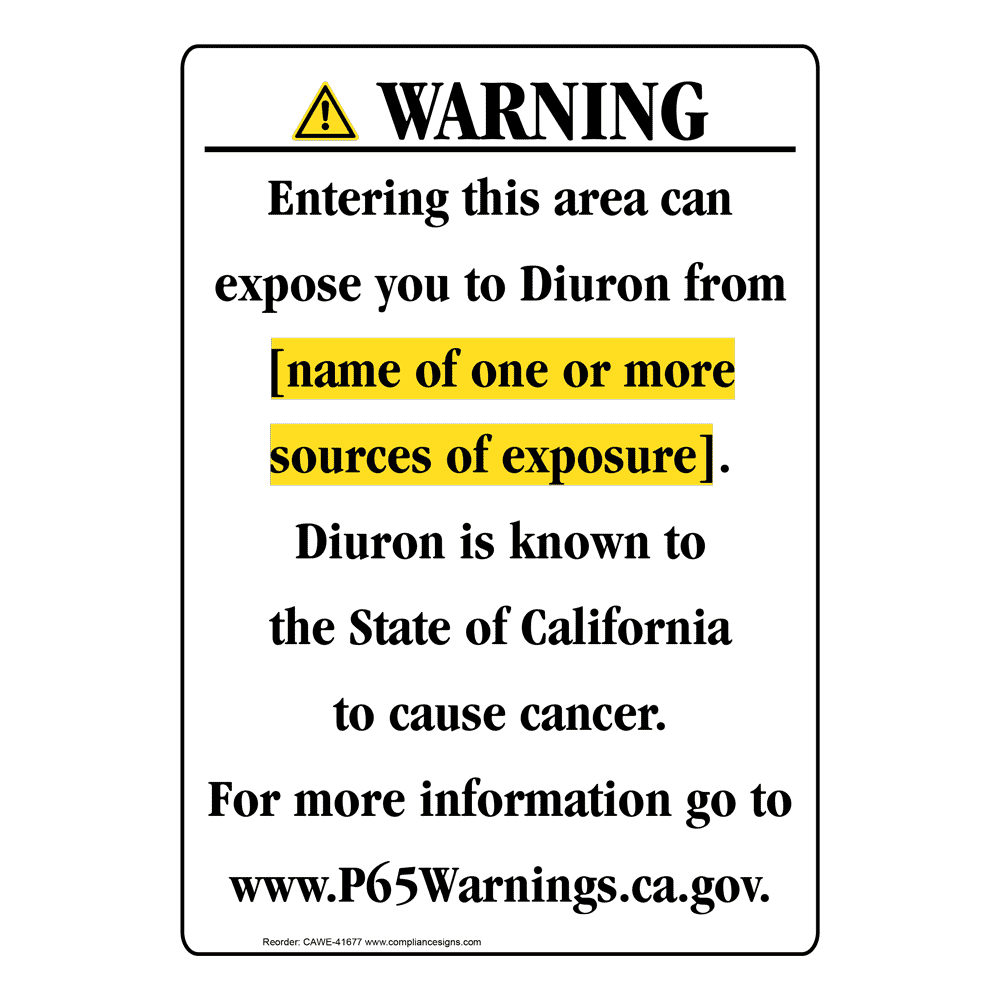 Portrait California Prop 65 Chemical Exposure Area Warning Sign CAWE-41677