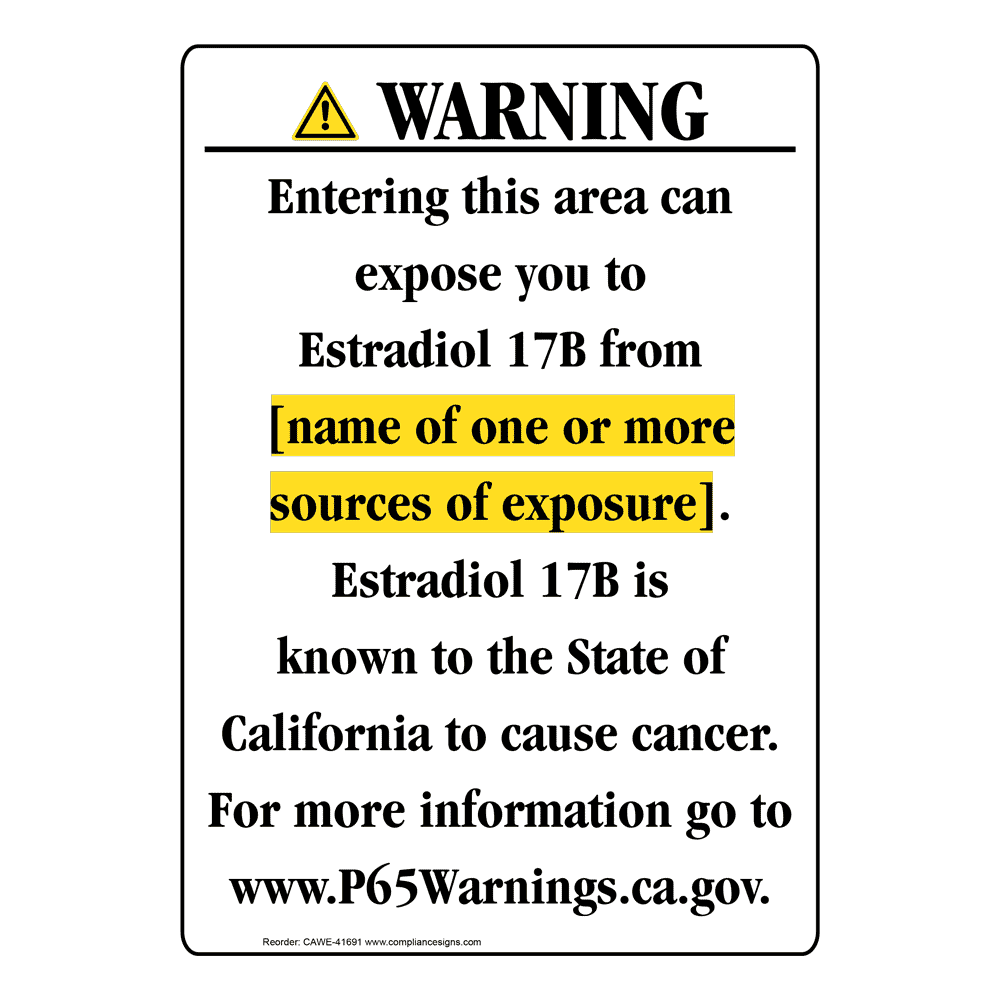 Portrait California Prop 65 Chemical Exposure Area Warning Sign CAWE-41691