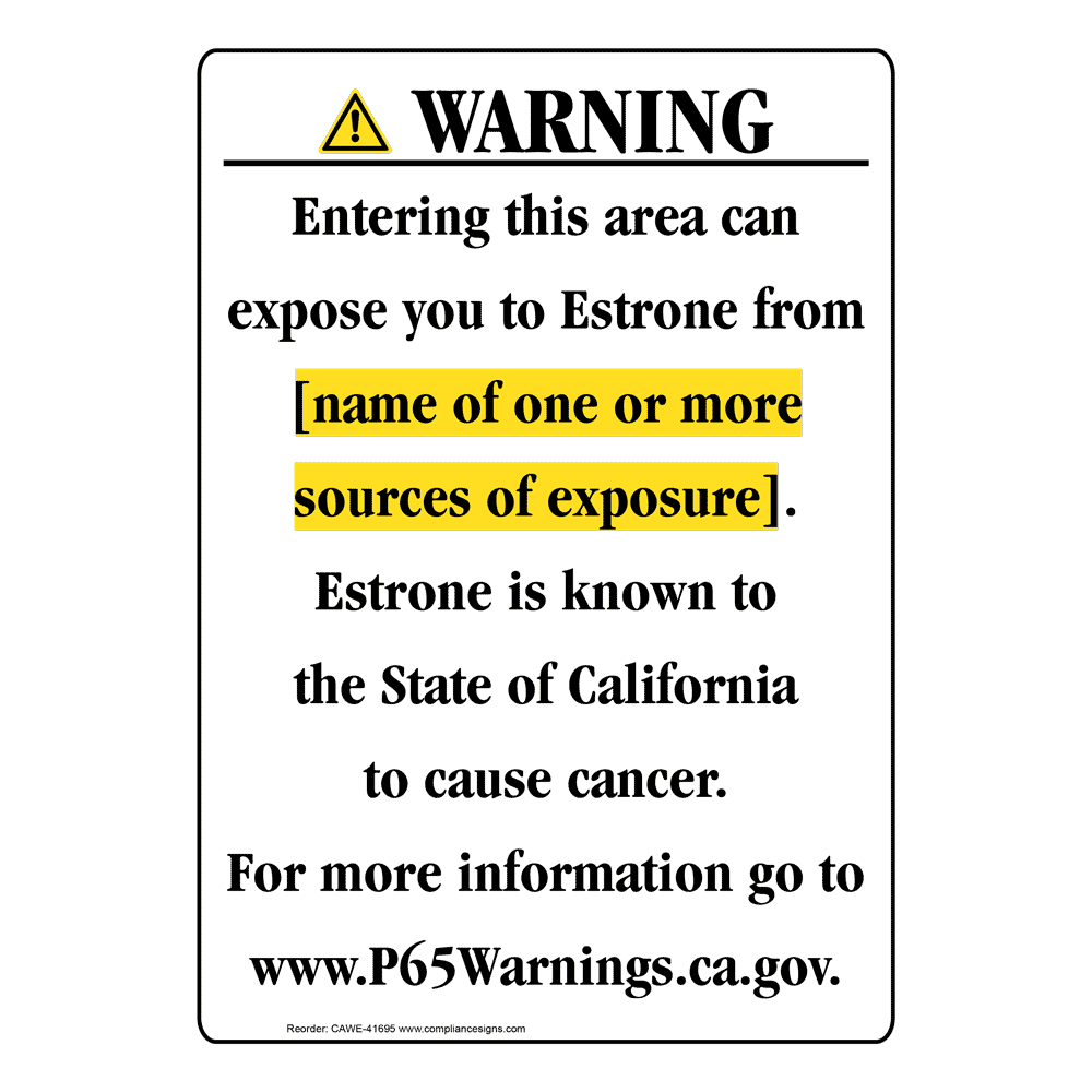 Portrait California Prop 65 Chemical Exposure Area Warning Sign CAWE-41695