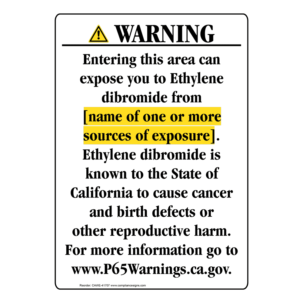 Portrait California Prop 65 Chemical Exposure Area Warning Sign CAWE-41707
