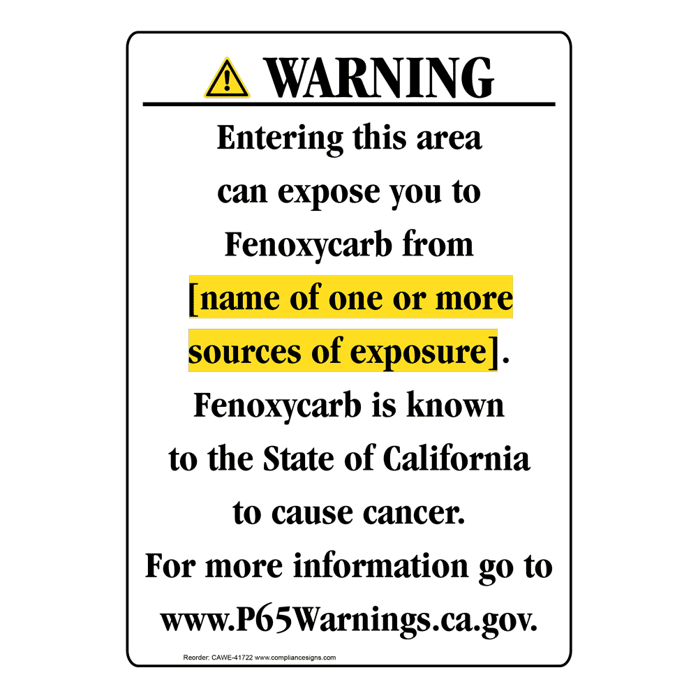 Portrait California Prop 65 Chemical Exposure Area Warning Sign CAWE-41722