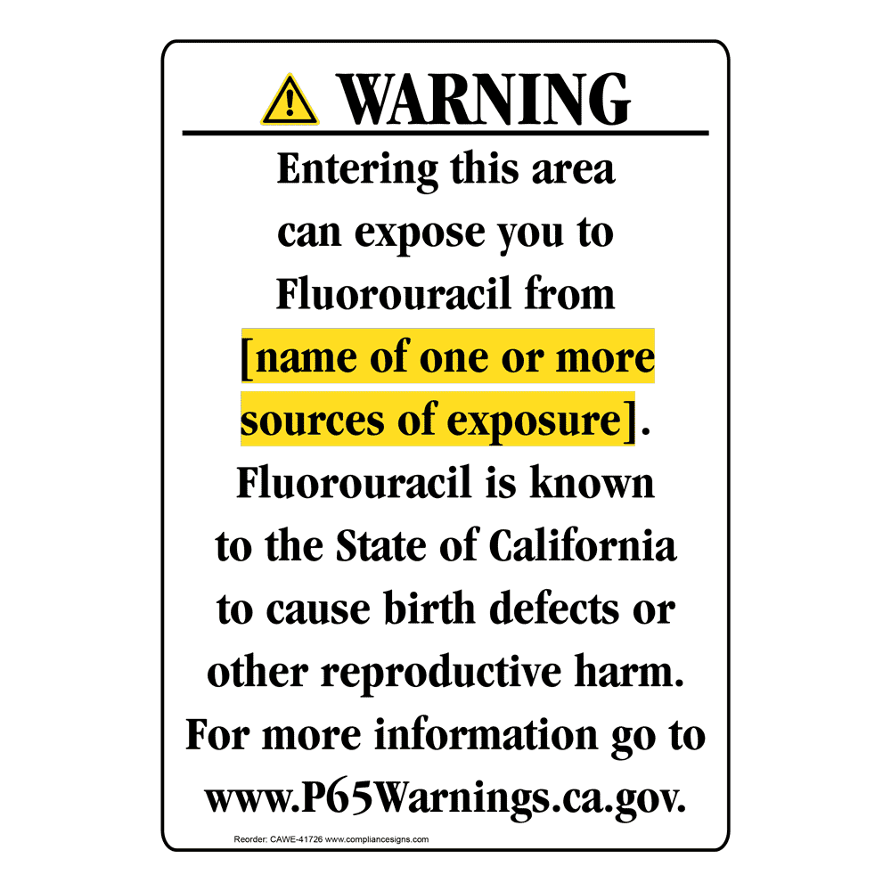 Portrait California Prop 65 Chemical Exposure Area Warning Sign CAWE-41726