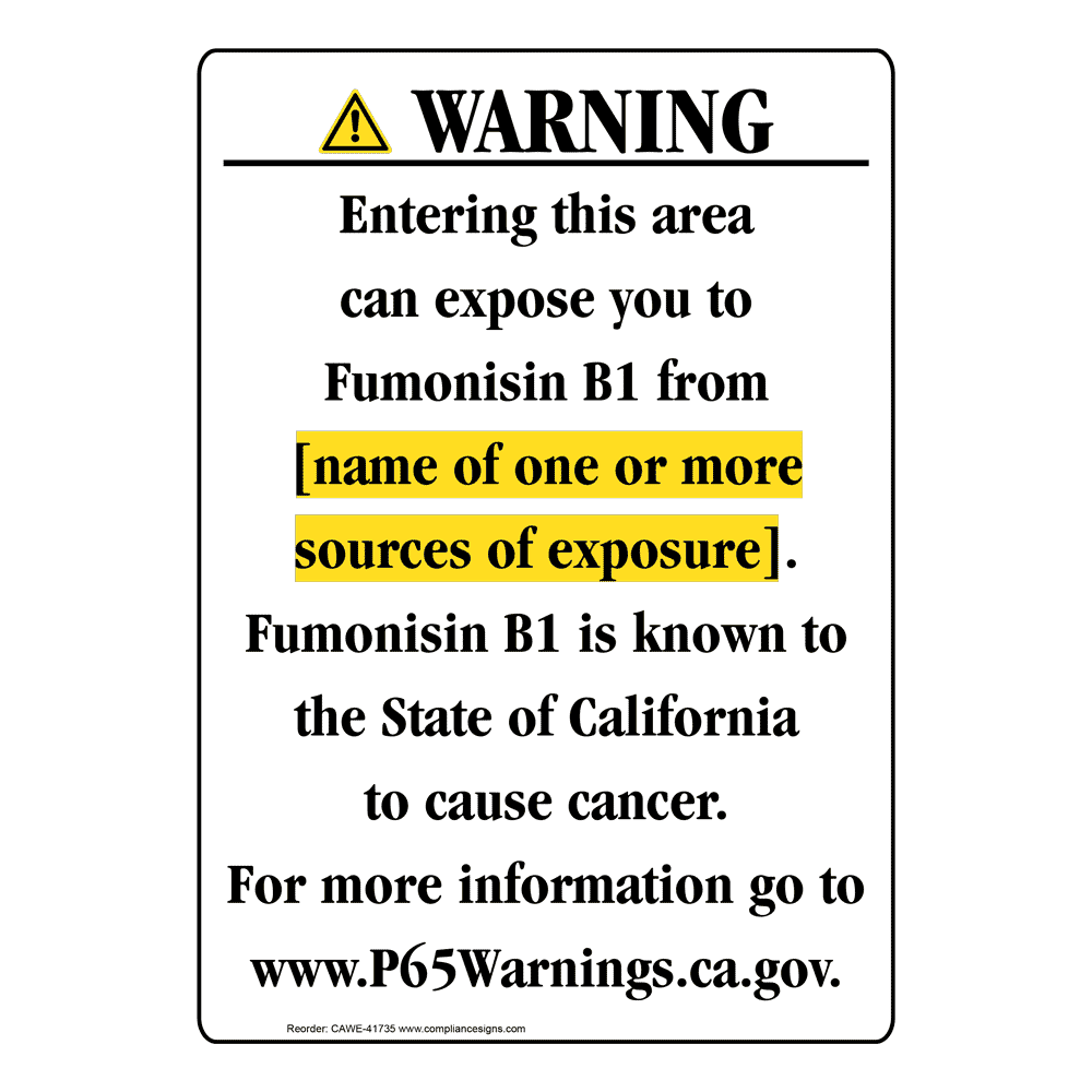 Portrait California Prop 65 Chemical Exposure Area Warning Sign CAWE-41735