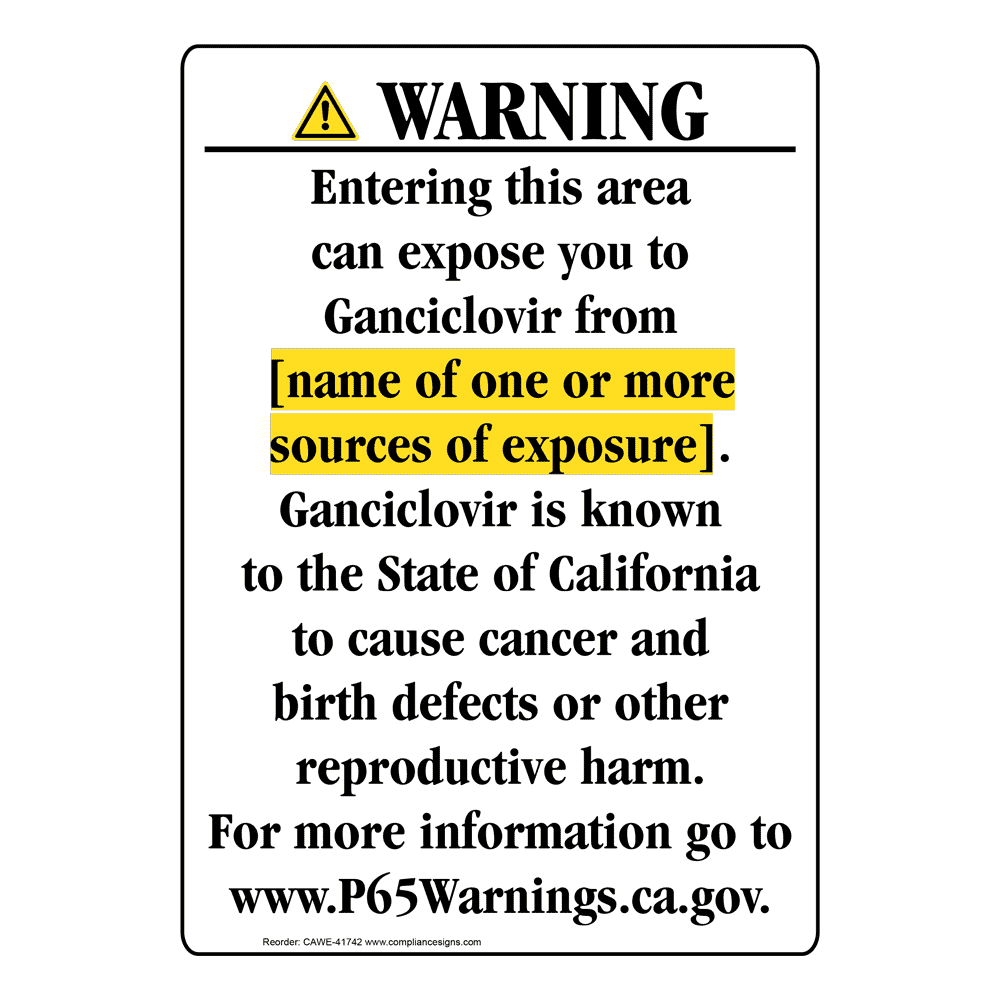 Portrait California Prop 65 Chemical Exposure Area Warning Sign CAWE-41742