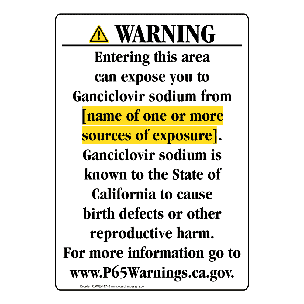 Portrait California Prop 65 Chemical Exposure Area Warning Sign CAWE-41743