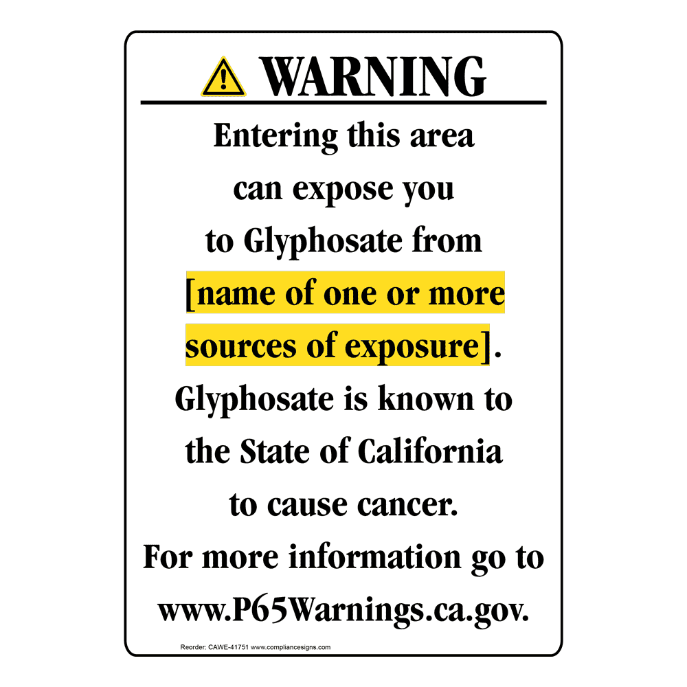 Portrait California Prop 65 Chemical Exposure Area Warning Sign CAWE-41751