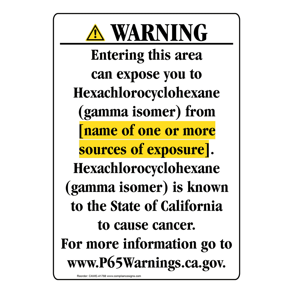 Portrait California Prop 65 Chemical Exposure Area Warning Sign CAWE-41768