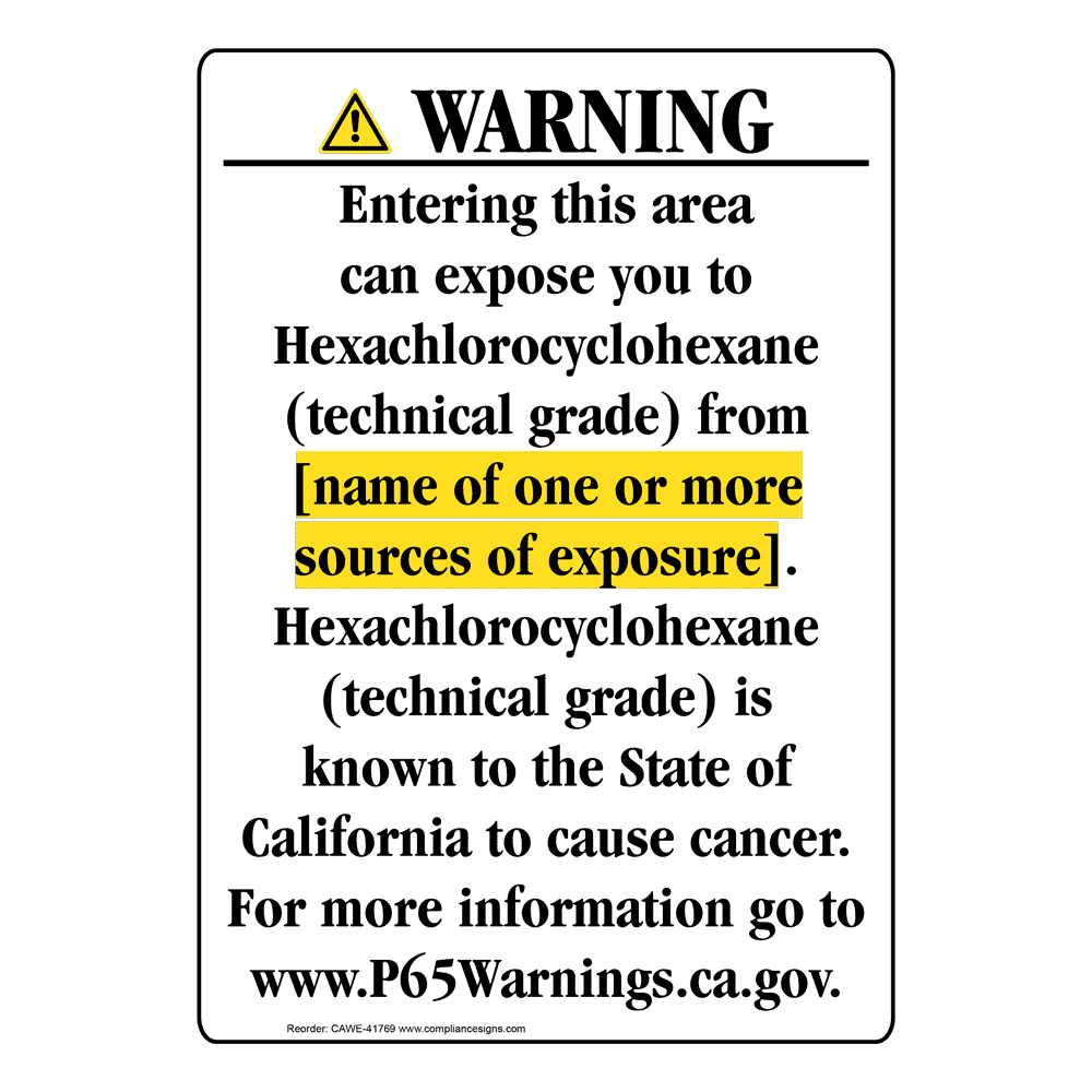 Portrait California Prop 65 Chemical Exposure Area Warning Sign CAWE-41769