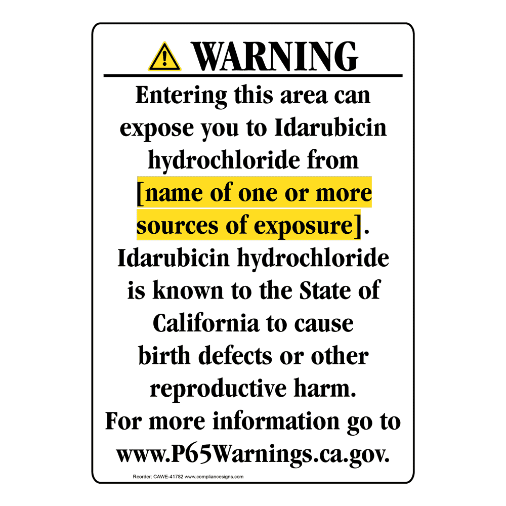 Portrait California Prop 65 Chemical Exposure Area Warning Sign CAWE-41782