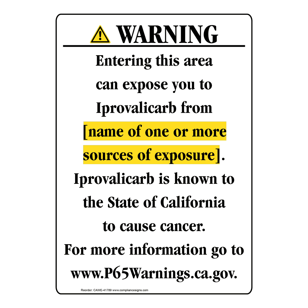 Portrait California Prop 65 Chemical Exposure Area Warning Sign CAWE-41789