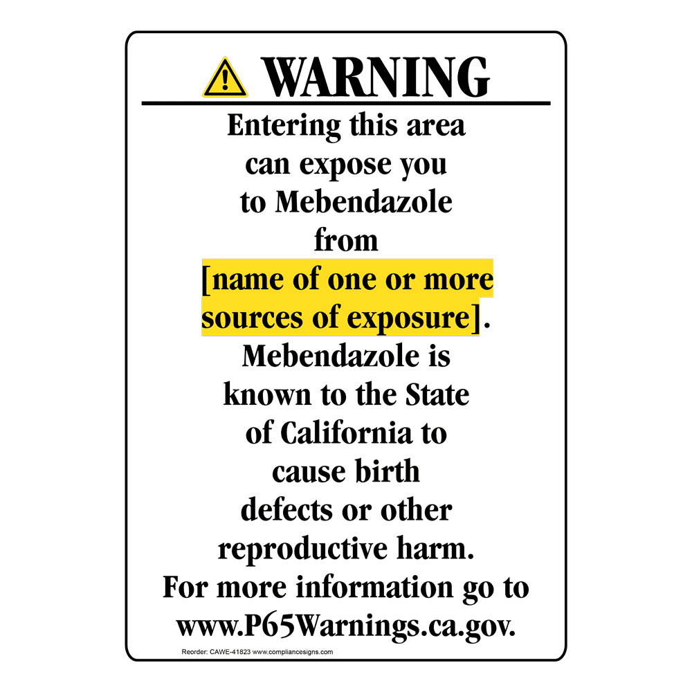 Portrait California Prop 65 Chemical Exposure Area Warning Sign CAWE-41823