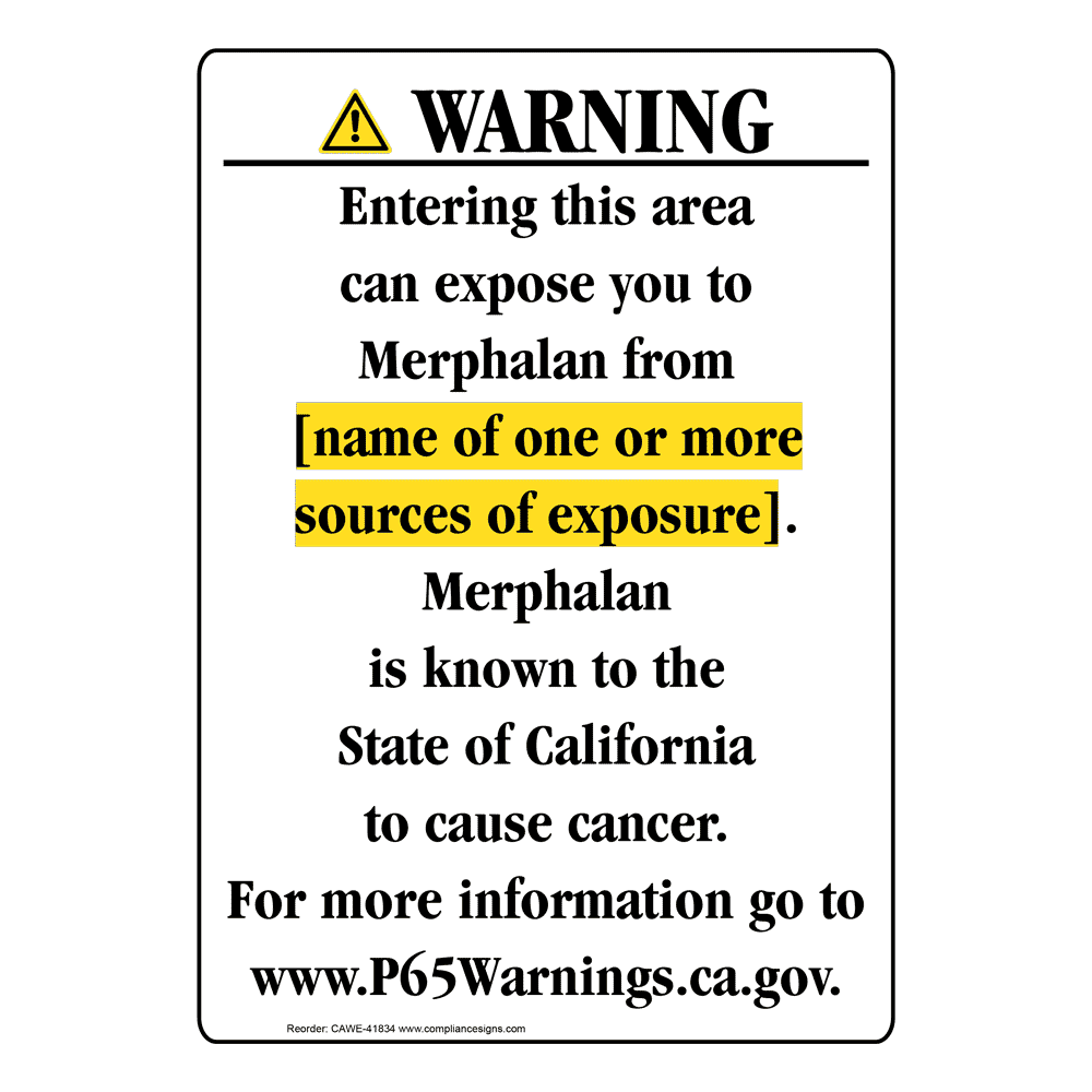 Portrait California Prop 65 Chemical Exposure Area Warning Sign CAWE-41834