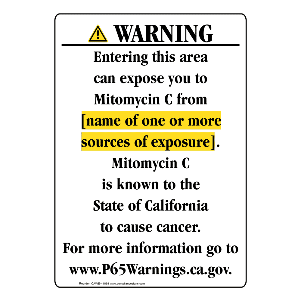 Portrait California Prop 65 Chemical Exposure Area Warning Sign CAWE-41868