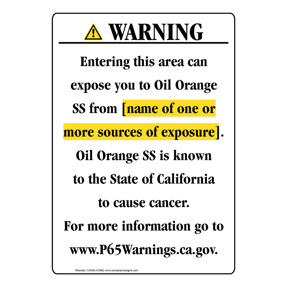 Portrait California Prop 65 Chemical Exposure Area Warning Sign CAWE-41962