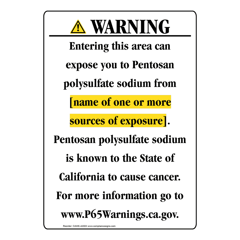 Portrait California Prop 65 Chemical Exposure Area Warning Sign CAWE-42003