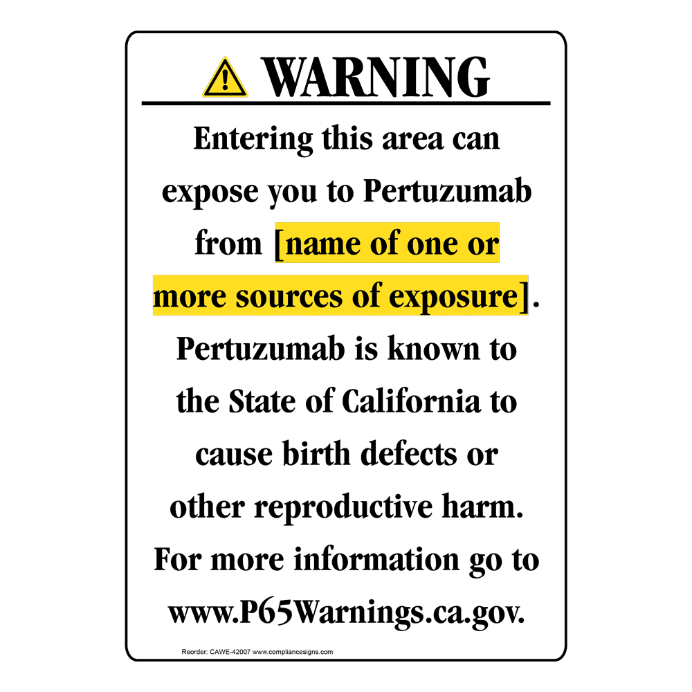 Portrait California Prop 65 Chemical Exposure Area Warning Sign CAWE-42007