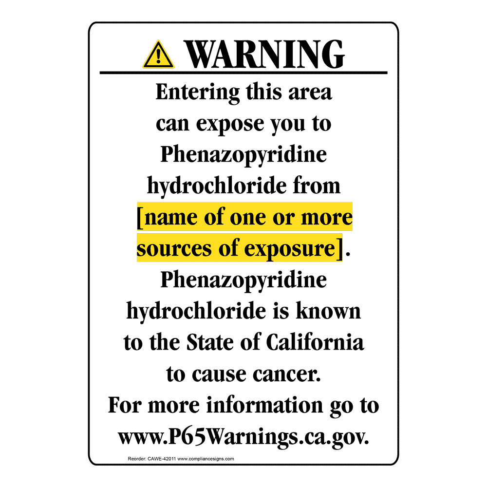 Portrait California Prop 65 Chemical Exposure Area Warning Sign CAWE-42011