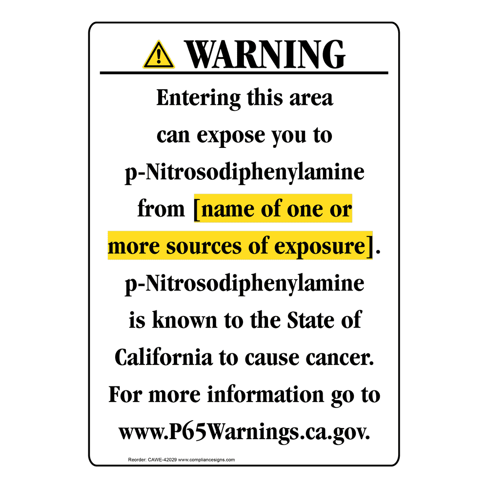 Portrait California Prop 65 Chemical Exposure Area Warning Sign CAWE-42029