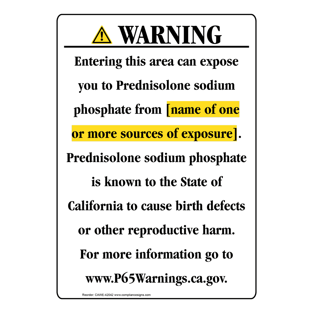 Portrait California Prop 65 Chemical Exposure Area Warning Sign CAWE-42042