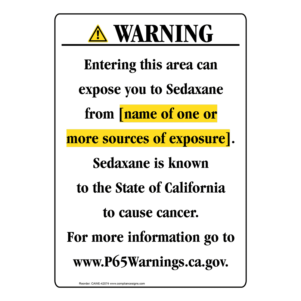 Portrait California Prop 65 Chemical Exposure Area Warning Sign CAWE-42074