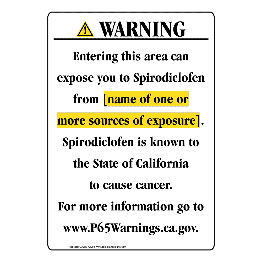 California Prop 65 Consumer Product Warning Sign CAWE42942