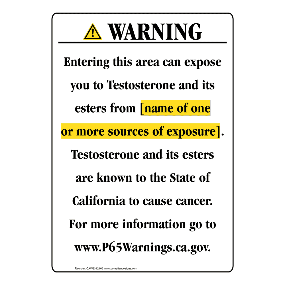 Portrait California Prop 65 Chemical Exposure Area Warning Sign CAWE-42105