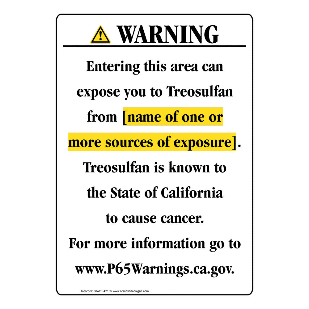 Portrait California Prop 65 Chemical Exposure Area Warning Sign CAWE-42135